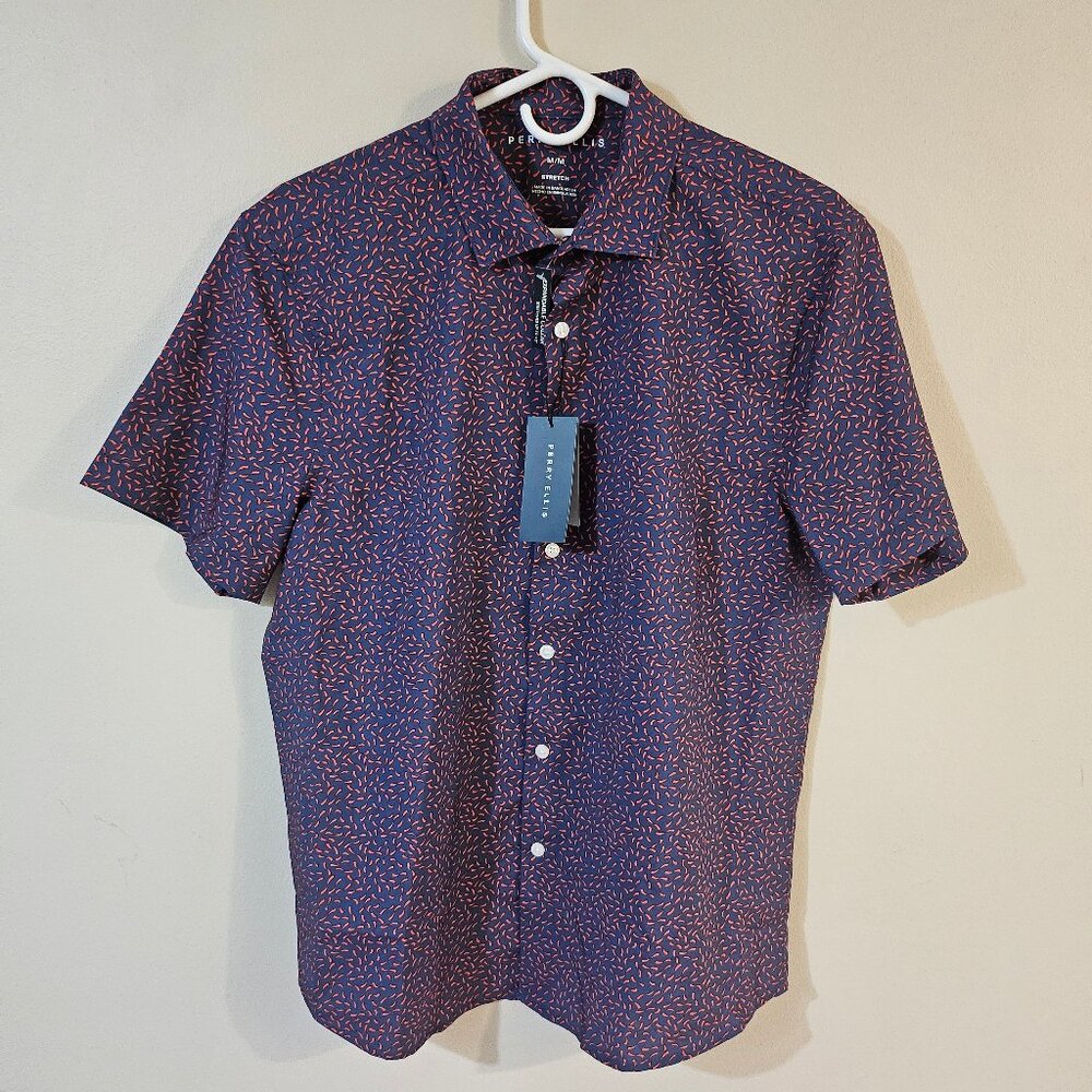 Perry Ellis Men's Slim Stretch Short Sleeve Shirt - Size M